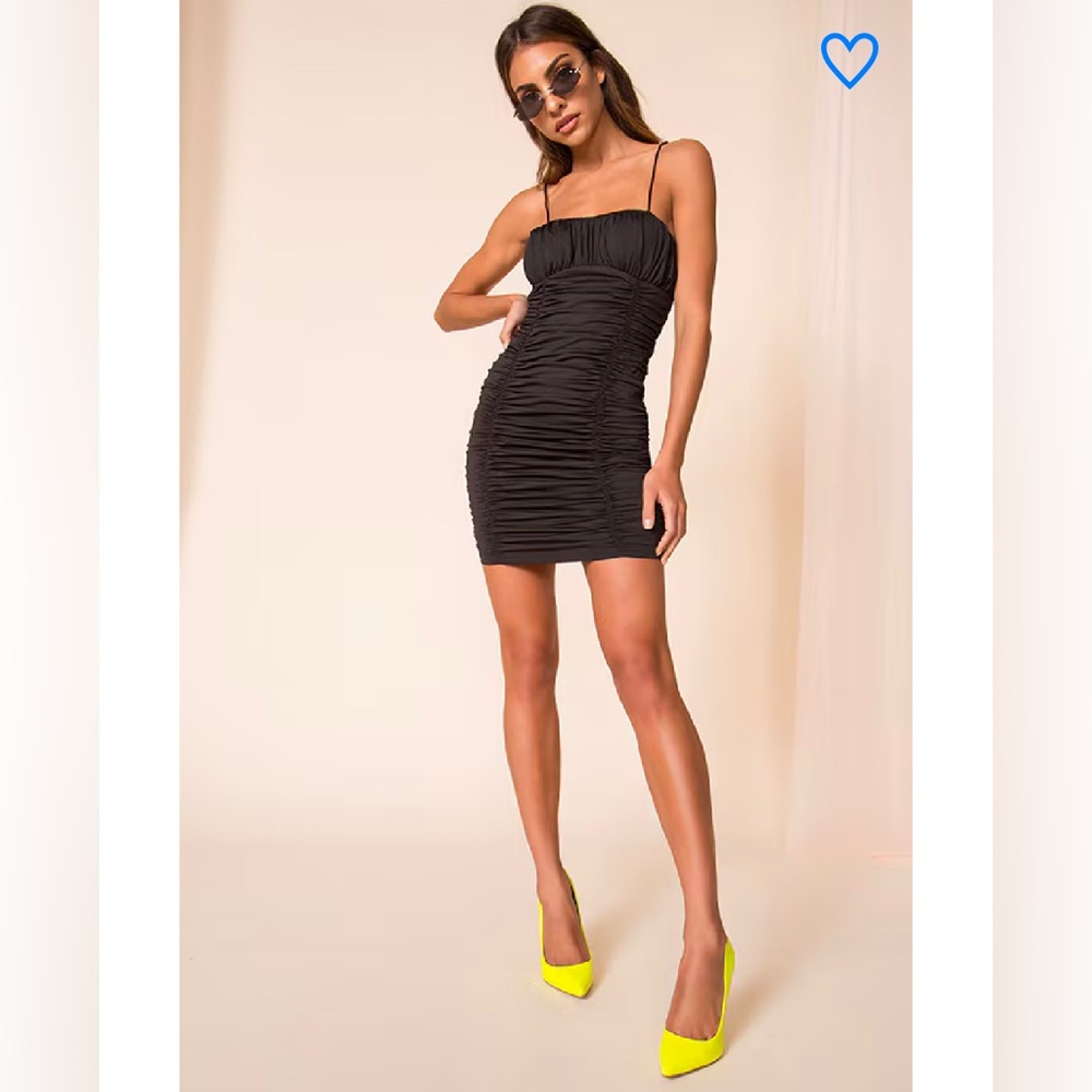 Superdown Revolve Rachelle Mini Dress Black Ruched Bodycon Women’s Size XS